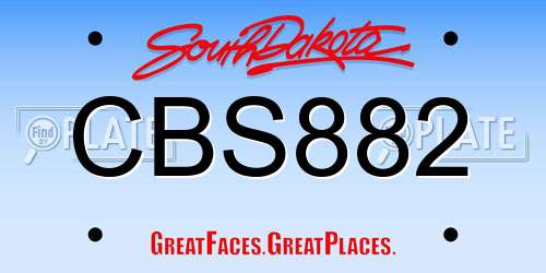 CBS882 South Dakota License Plate