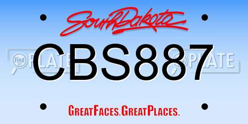 CBS887 South Dakota License Plate