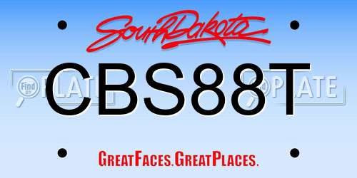 CBS88T South Dakota License Plate