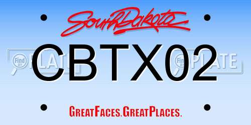 CBTX02 South Dakota License Plate