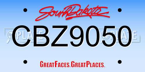 CBZ9050 South Dakota License Plate
