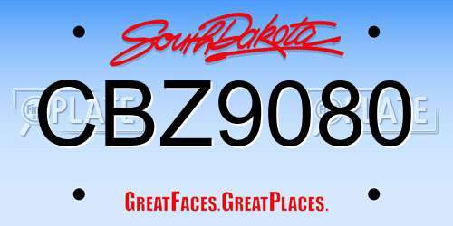 CBZ9080 South Dakota License Plate