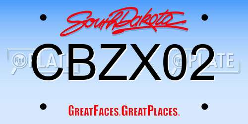 CBZX02 South Dakota License Plate