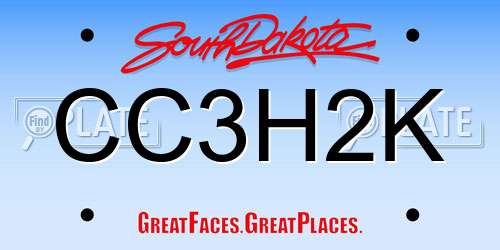 CC3H2K South Dakota License Plate