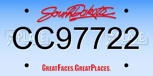CC97722 South Dakota License Plate