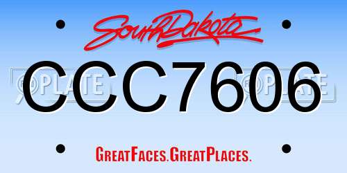 CCC7606 South Dakota License Plate