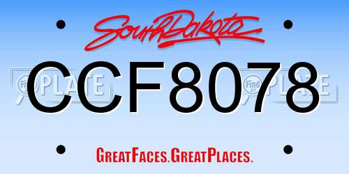 CCF8078 South Dakota License Plate