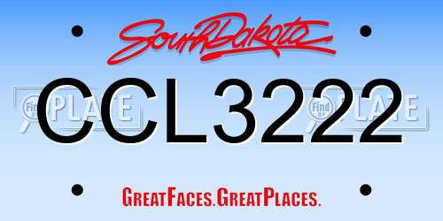 CCL3222 South Dakota License Plate