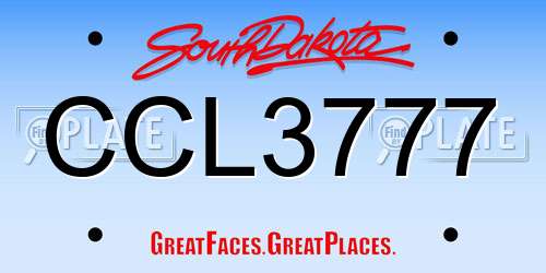 CCL3777 South Dakota License Plate