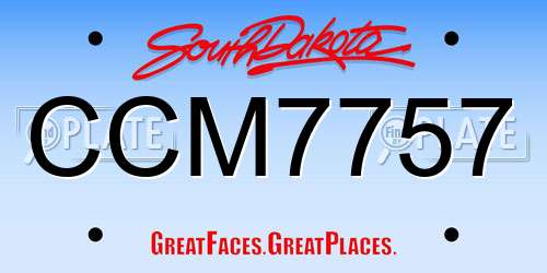 CCM7757 South Dakota License Plate