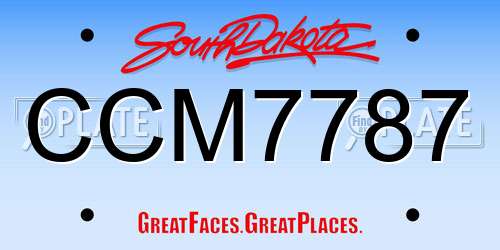 CCM7787 South Dakota License Plate