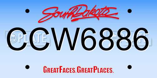 CCW6886 South Dakota License Plate