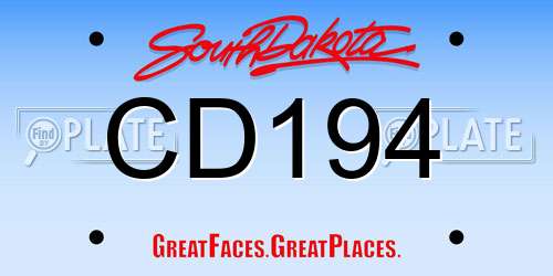 CD194 South Dakota License Plate