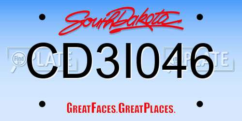 CD3I046 South Dakota License Plate