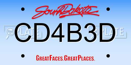 CD4B3D South Dakota License Plate