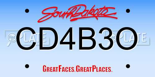 CD4B3O South Dakota License Plate