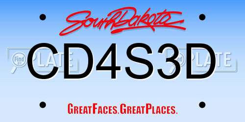 CD4S3D South Dakota License Plate