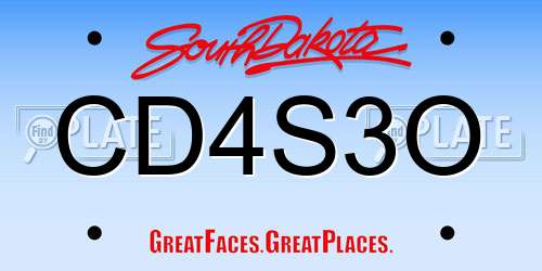 CD4S3O South Dakota License Plate