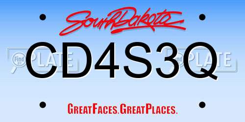 CD4S3Q South Dakota License Plate