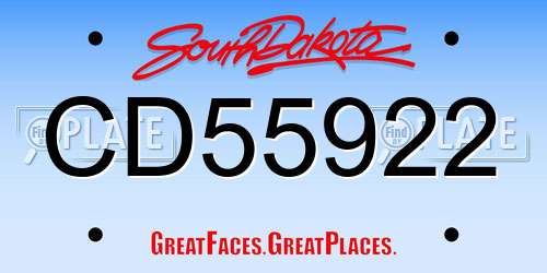CD55922 South Dakota License Plate