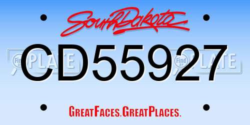 CD55927 South Dakota License Plate