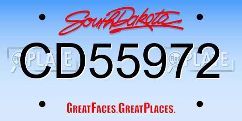 CD55972 South Dakota License Plate