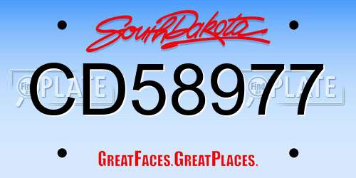 CD58977 South Dakota License Plate