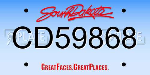 CD59868 South Dakota License Plate