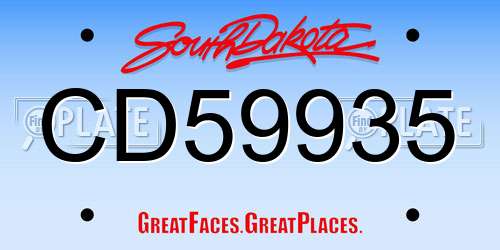 CD59935 South Dakota License Plate