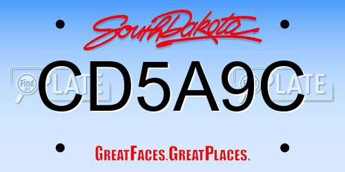 CD5A9C South Dakota License Plate