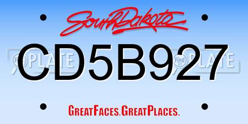 CD5B927 South Dakota License Plate