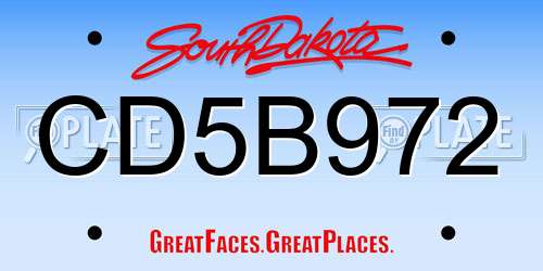 CD5B972 South Dakota License Plate