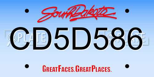 CD5D586 South Dakota License Plate