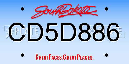 CD5D886 South Dakota License Plate