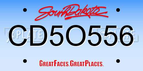 CD5O556 South Dakota License Plate