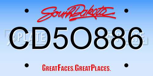 CD5O886 South Dakota License Plate