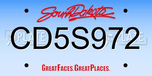 CD5S972 South Dakota License Plate