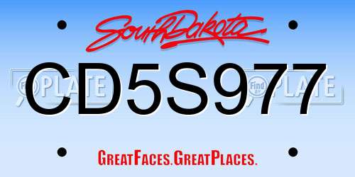 CD5S977 South Dakota License Plate