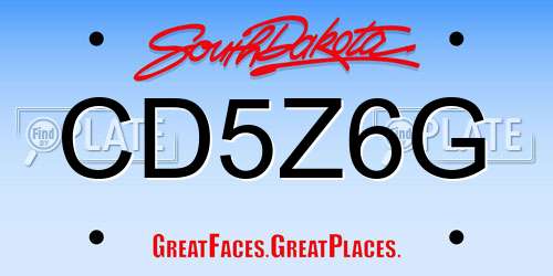 CD5Z6G South Dakota License Plate