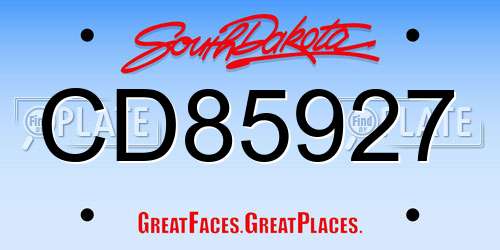 CD85927 South Dakota License Plate
