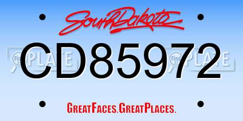 CD85972 South Dakota License Plate