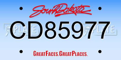 CD85977 South Dakota License Plate