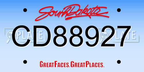 CD88927 South Dakota License Plate