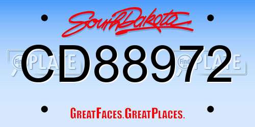 CD88972 South Dakota License Plate
