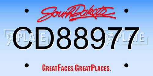CD88977 South Dakota License Plate