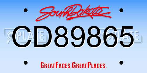 CD89865 South Dakota License Plate
