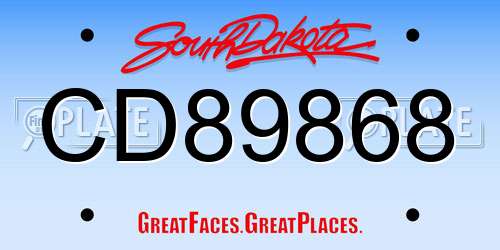 CD89868 South Dakota License Plate