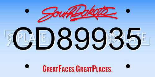 CD89935 South Dakota License Plate
