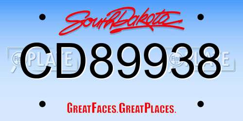 CD89938 South Dakota License Plate