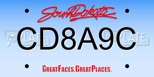 CD8A9C South Dakota License Plate